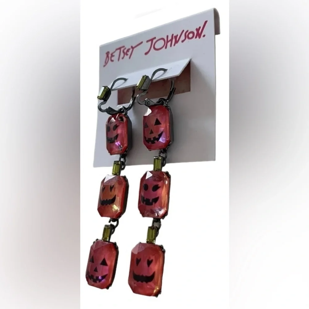 BETSEY JOHNSON SET Jack-o-Lantern Pumpkin Necklace & Earrings Halloween Set NWT